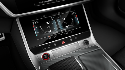 Control buttons, black, in glass look with haptic feedback including extended aluminium look
