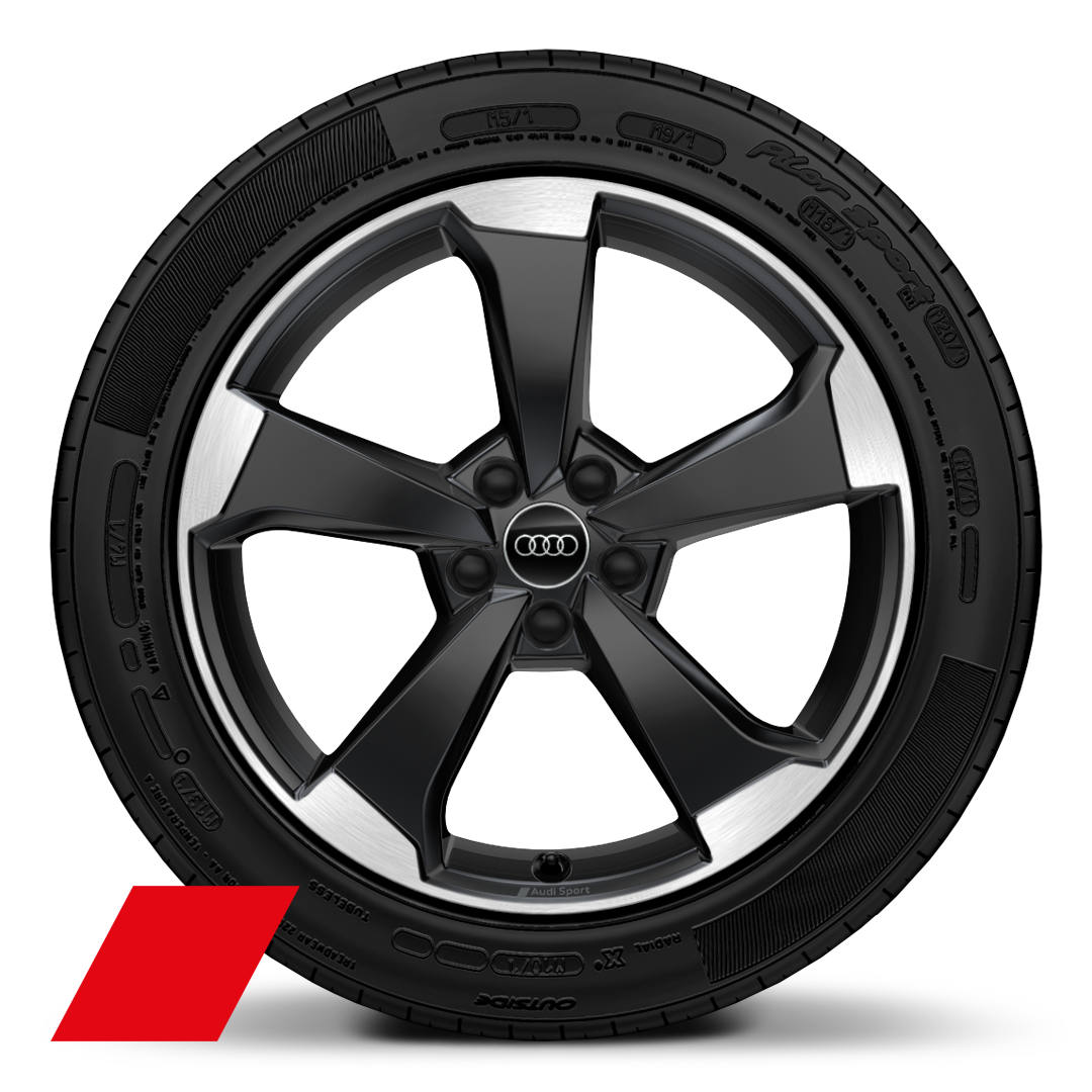 Jantes Audi Sport, style rotor à 5 bras, Noir Anthracite, tournées brillantes, 8,0J x 19, pneus 235/40 R19
