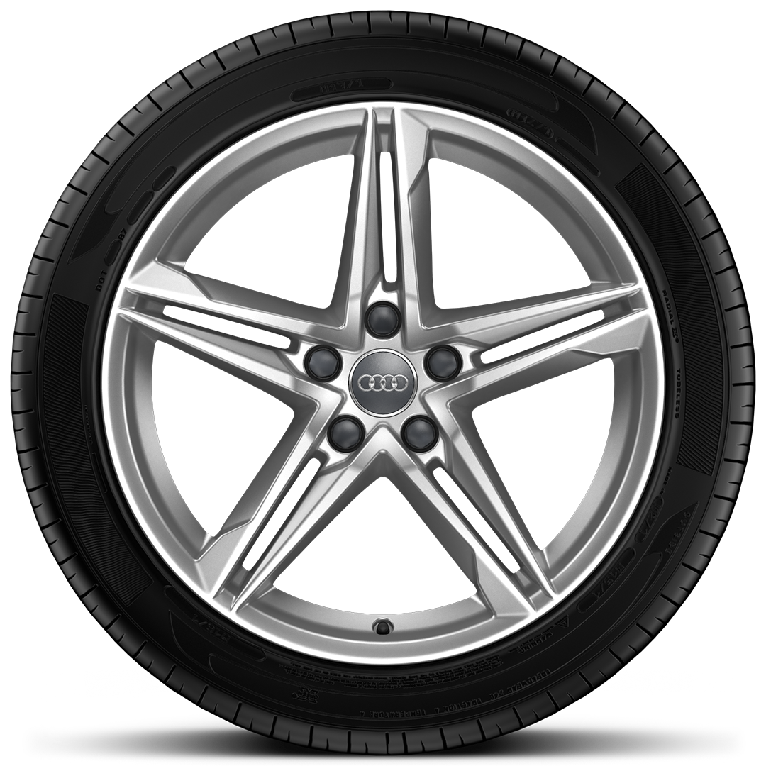 18 吋 5 輻雙肋式星形設計鑄造鋁合金輪圈，搭配 245/40 R18 輪胎