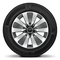 Jantes en aluminium coul&eacute; 6,5x16 &agrave; 5 branches aero design, gris contrast&eacute; pneus 195/55 R 16