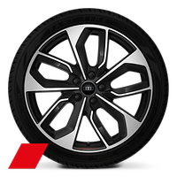 Obręcze kół ze stopu metali lekkich, Audi Sport  8.0Jx19&quot;, 5 - ramienne Edge, z podwójnymi ramionami,  polerowane w tonacji antracytowej czerni, z oponami 235/35 R19, 3-letnie ubezpieczenie opon w cenie