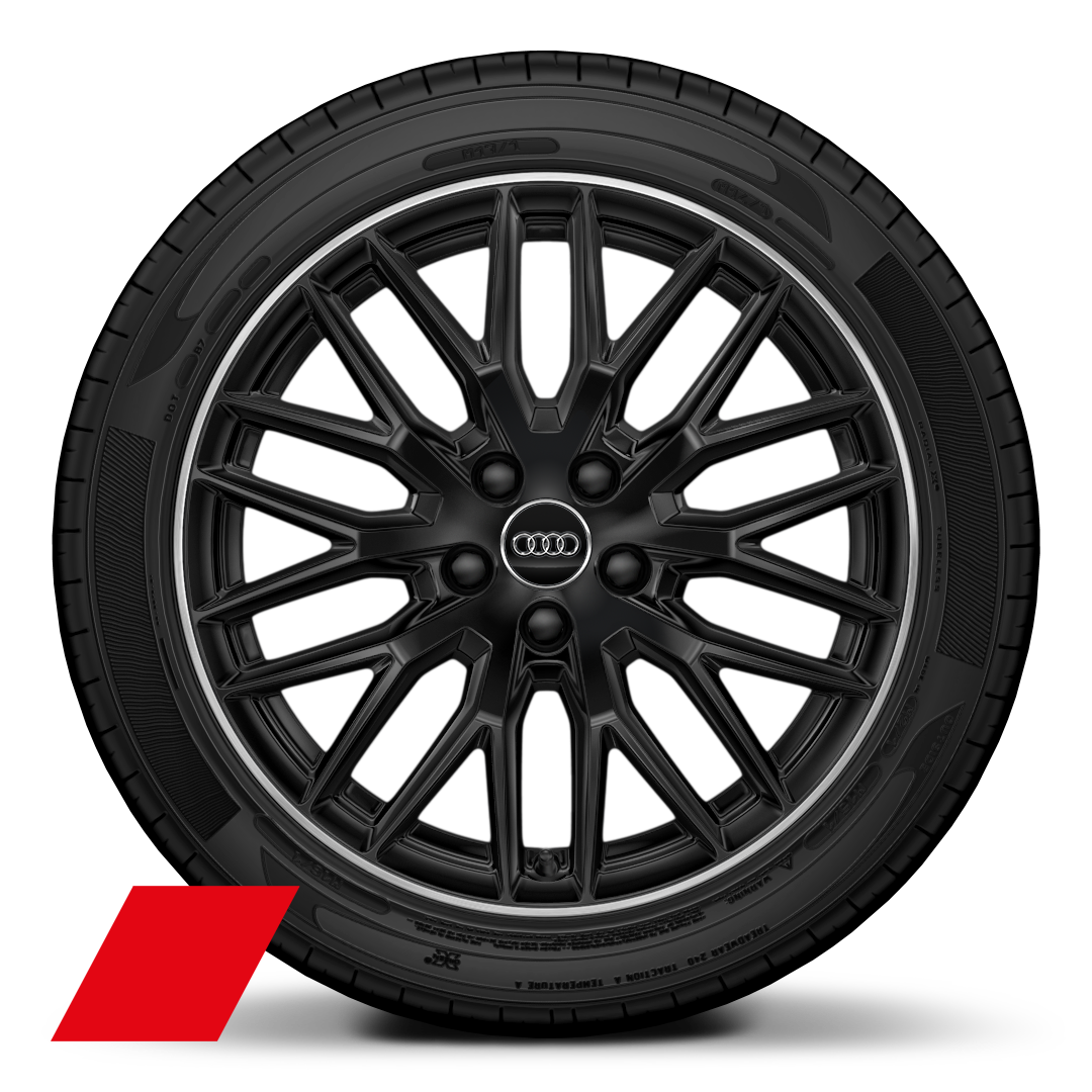 Rodas Audi Sport, design de 10 raios em Y, Preto, polidas por torneamento, 8J x 18, pneus 245/40 R18