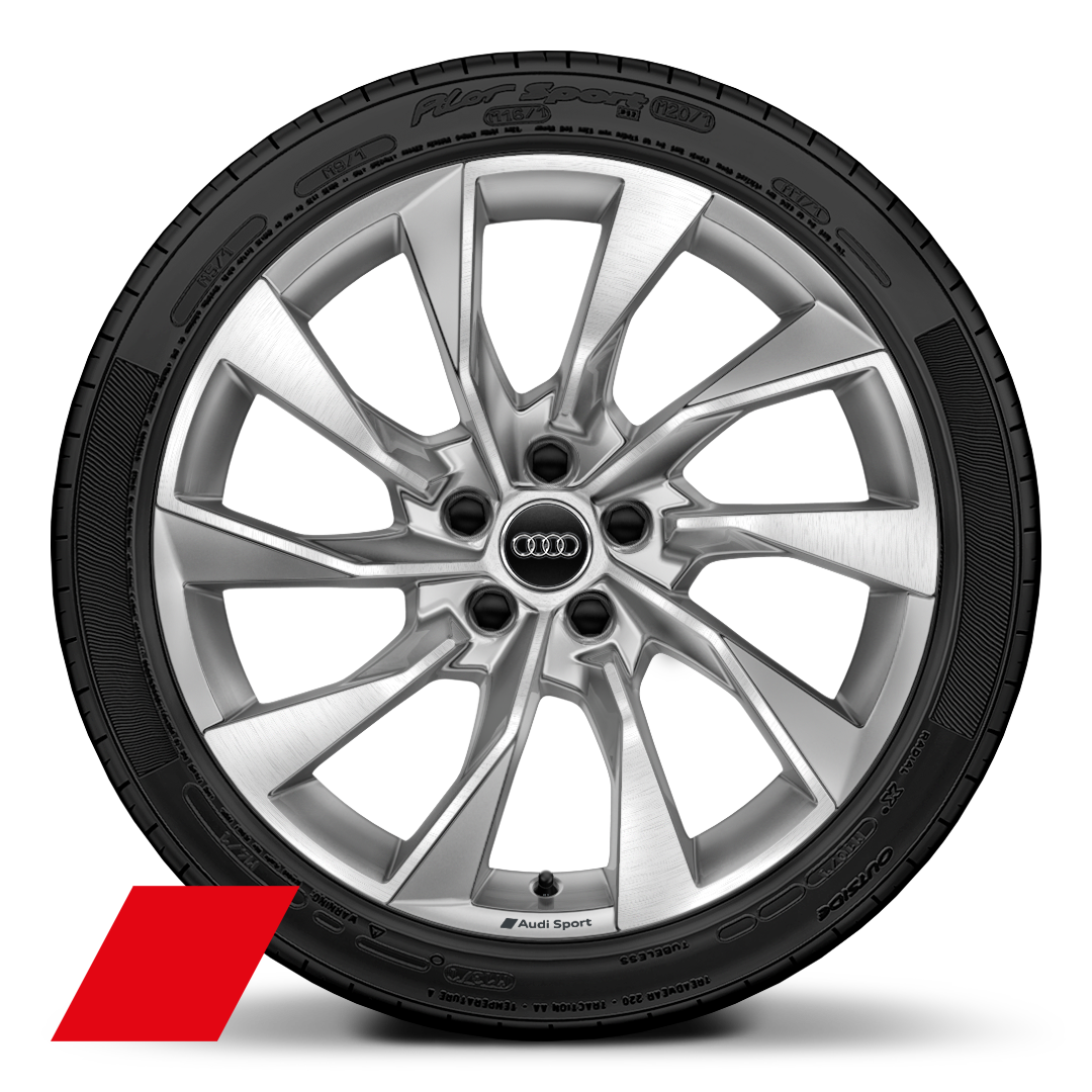 Rodas Audi Sport, design turbina de 10 raios, Cinza Platina, polidas torn., 8,5J x 19, pneus para modelo específico