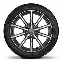 Aluminium-Gussr&auml;der Audi Sport im 10-Speichen-Design, Titanoptik matt, glanzgedreht, Gr&ouml;&szlig;e 7,5 J x 18, mit Reifen 225/40 R18