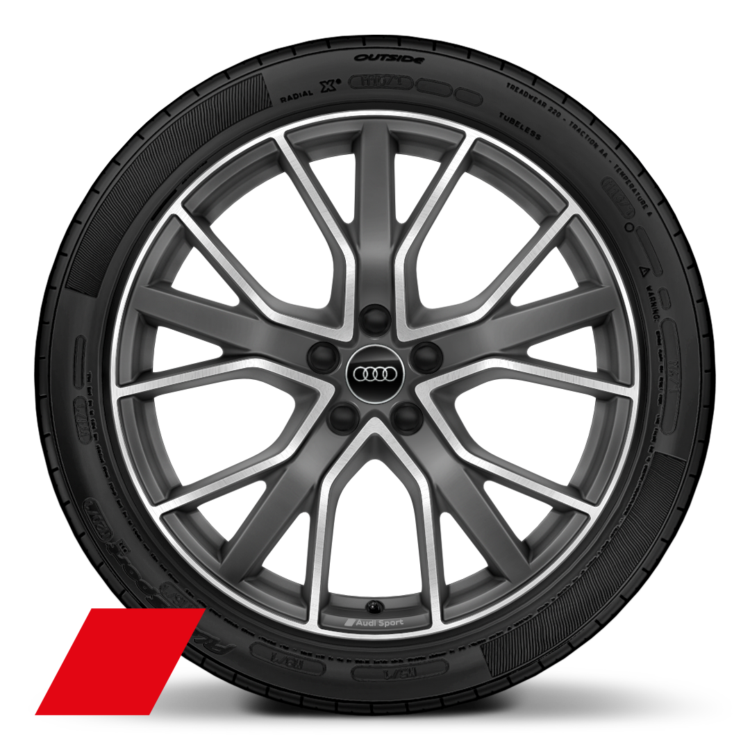 20&quot; x 8.5J &apos;5-V-spoke star&apos; matt grey Audi Sport alloy, gloss turned finish, with 255/40 R 20 tyres
