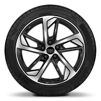 Jantes en aluminium coul&eacute; Audi Sport en style trap&egrave;ze &agrave; 5 branches, en noir, tourn. brill., dim. 7,5J x 18 avec pneus 225/40 R18