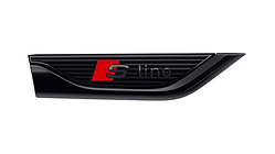 S line logo in black, right, wing element