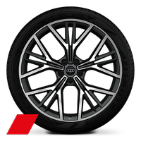 Obręcze kół ze stopu metali lekkich Audi Sport  8,5Jx21&quot;, 5 - ramienne, ciemnoszare matowe, polerowane, z oponami 255/35 R 21. 3-letnie ubezpieczenie opon w cenie.