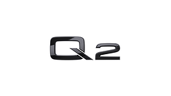 Modelbetegnelse Q2 i sort, til bagparti