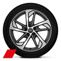 Rodas Audi Sport, design trapezoidal de 5 braços, Cinza Titânio Fosco, pol. por torneamento, 8J x 18, pneus 245/40 R18