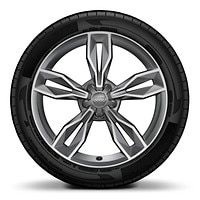 Aluminium-Gussr&auml;der im 5-Arm-Facetten-Design (S-Design), kontrastgrau, teilpoliert, Gr&ouml;&szlig;e 7,5 J x 18, mit Reifen 225/35 R 18