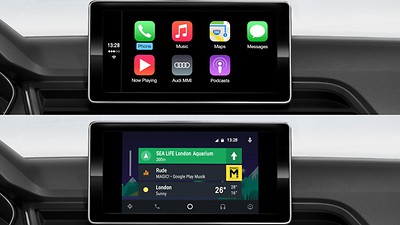 Audi smartphone interface including Apple CarPlay® and Google™ Android Auto™ for compatible devices