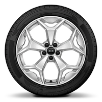 Jantes en aluminium coul&eacute; 7,5x17 &agrave; 5 branches Y design, gris contrast&eacute;, pneus 215/40 R18