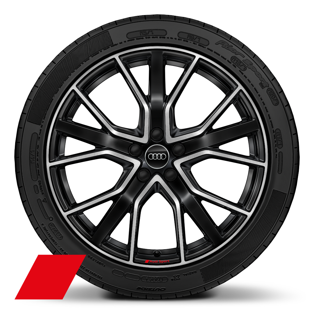 Llantas Audi Sport, diseño estrella de 5 radios en V, Negro Antracita, torn. brill., 8,0J x 20, neumáticos 255/45 R20