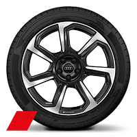 Jantes en aluminium coul&eacute; Audi Sport 7,5x18 &agrave; 7 branches rotor design, noir anthracite brillant,pneus 215/40 R18