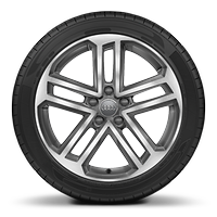 Jantes en aluminium coul&eacute; Audi Sport style &agrave; 5 bran. doubles, gris contr., partiell. polies, 8J x 18, pneus 225/40 R18