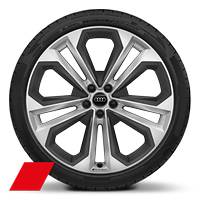 Audi Sport 21 吋 5 輻雙肋式模組設計鋁圈，霧面處理搭配灰色飾條，搭配 255/40 R21 輪胎