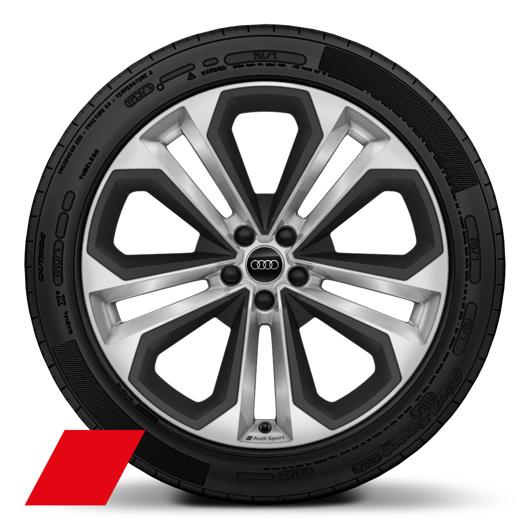 Audi Sport GmbH 21 吋 5 輻雙肋內凹設計鋁圈，霧面處理搭配灰色飾條，搭配 285/40 R 21 輪胎