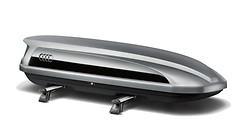 Ski and luggage box, platinum grey with brilliant black side blade, 300 l