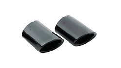 Sport tailpipe trims, chrome-finished, black, for vehicles with twin tailpipe on left