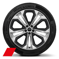 Audi Sport GmbH 21 吋 5 輻雙肋內凹設計鋁圈，霧面處理搭配灰色飾條，搭配 285/40 R 21 輪胎