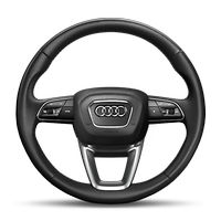 Leather steering wheel in 3-spoke design with multifunction plus