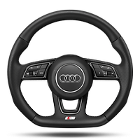 Sports contour leather-wrapped multi-function Plus steering wheel, 3-spoke, flat-bottomed