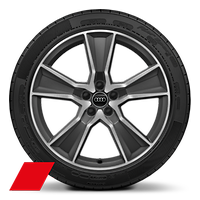 Audi Sport  20 吋  5 輻越野設計鑄造鋁合金輪圈，消光鈦灰塗裝，搭配 255/45 R20 輪胎