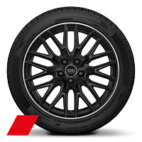 Obręcze kół ze stopu metali lekkich Audi Sport  8Jx18&quot;, 10 - ramienne, czarne z połyskiem, polerowane,  z oponami 245/40 R18. 3-letnie ubezpieczenie opon w cenie.