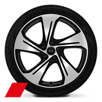 Obręcze kół ze stopu metali lekkich Audi Sport 8.0Jx19&quot;, 5 - ramienne, z ramionami w kształcie gwiazdy, czarne metalik, polerowane,  z oponami 235/35 R 19. 3-letnie ubezpieczenie opon w cenie.