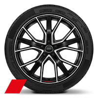 Audi Sport GmbH 20 吋 5 輻式 V 星形設計鑄造鋁合金輪圈，無煙煤黑塗裝，搭配 255/45 R20 輪胎