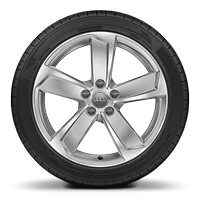 Jantes en aluminium coul&eacute; Audi Sport en style dynamique &agrave; 5 bras, part. polies, dim. 8J x 18 avec pneus 225/40 R18