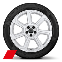Jantes en aluminium coul&eacute; Audi Sport 7,5x18 &agrave; 7 branches rotor en blanc brillant, pneus 215/40 R18