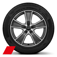 Audi Sport GmbH 18 吋 5 輻越野式設計鑄造鋁合金輪圈，消光鈦灰塗裝，搭配 215/50 R18 輪胎