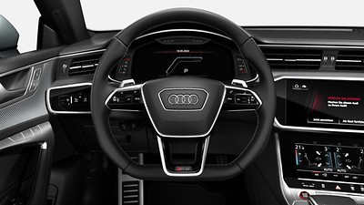 Flat-bottom, heated, 3-spoke multifunction steering wheel with shift paddles and HOD