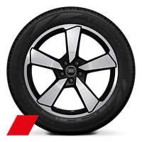 Obręcze kół ze stopu metali lekkich Audi Sport 8Jx20&quot;, 5 - ramienne atracytowo-czarne, z oponami  255/45 R20. 3-letnie ubezpieczenie opon w cenie