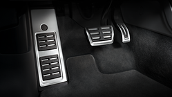Foot rest and pedal caps in stainless steel, for vehicles with automatic gearbox