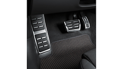 Foot rest and pedal caps in stainless steel, for vehicles with an automatic gearbox