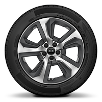 Jantes en aluminium coul&eacute; 7,5x17 &agrave; 5 branches design ,inserts gris platine en plastique mat, pneus 215/45 R15