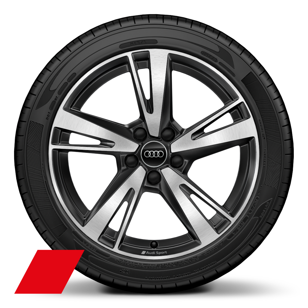 Audi Sport GmbH 18 吋 5 輻刀鋒式設計鑄造鋁合金輪圈，無煙煤黑色塗裝，鑽石表面處理，搭配 225/40 R18 輪胎