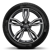 Aluminium-Gussr&auml;der im 5-Arm-Facetten-Design (S-Design), schwarz matt, teilpoliert, Gr&ouml;&szlig;e 7,5 J x 18, mit Reifen 225/35 R 18