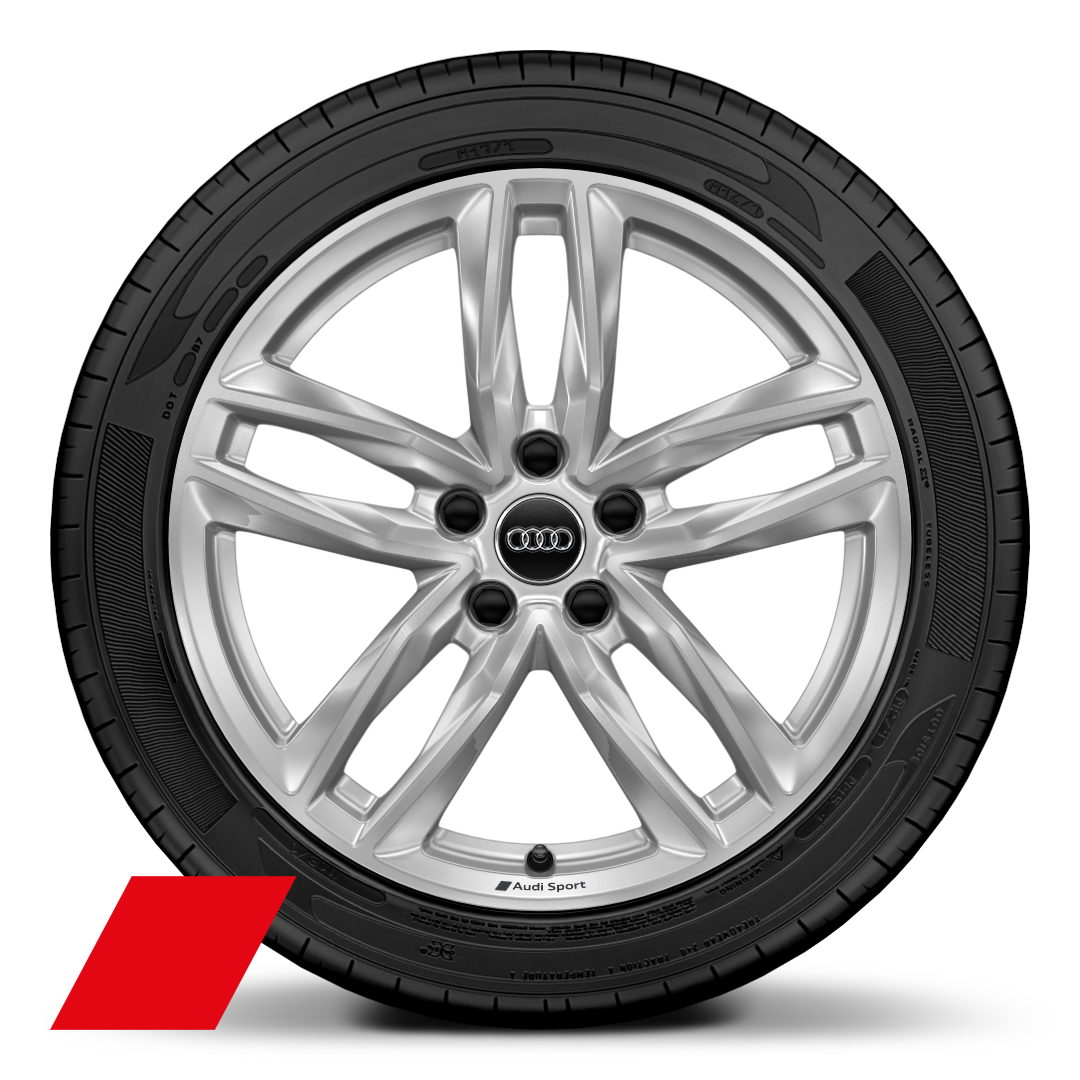 Audi Sport 18 吋 5 幅式雙肋形設計鑄造鋁合金輪轂，搭配 245/40 R 18 輪胎