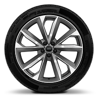 Audi Sport GmbH 21 吋 5 輻雙肋 V 字設計 鋁圈，石墨灰，鑽石亮面導角，搭配 285/40 R 21 輪胎