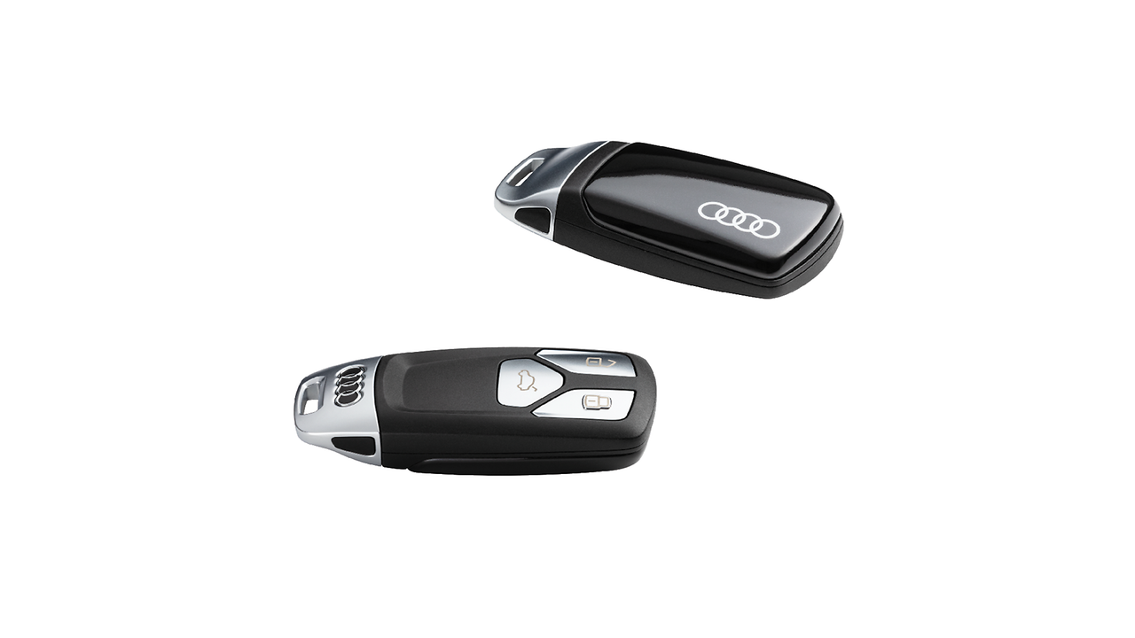 Couvre-clé noir mythe avec anneaux Audi, pour clés avec fermoir chromé