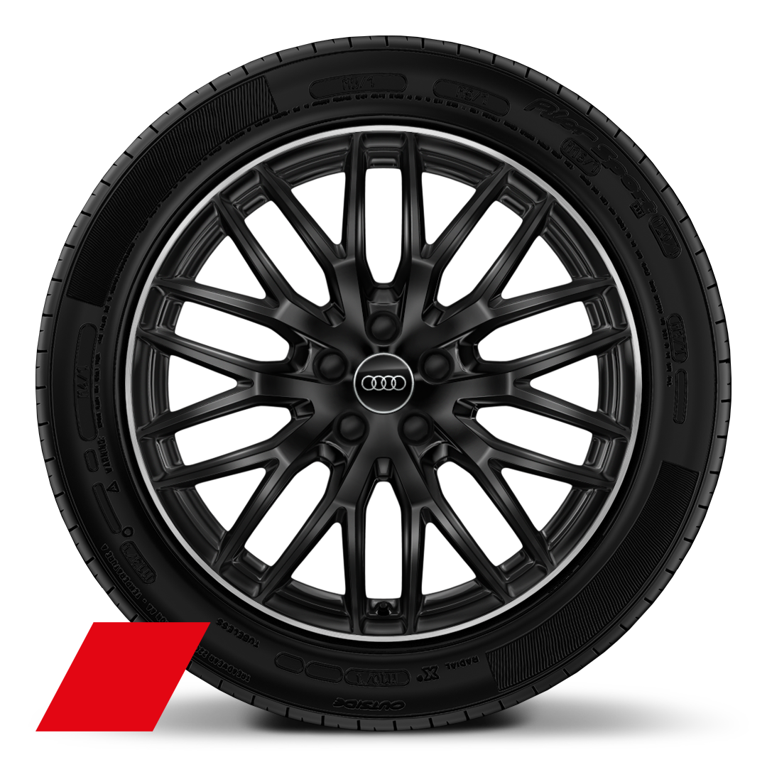 Jantes Audi Sport, style à 10 branches en Y, Noir, tournées brillantes, 8,0J x 19, pneus 235/40 R19