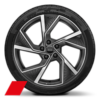 Jantes en alliage l&eacute;ger Audi Sport, style Structure &agrave; 5 bras en Y, gris titane mat, finition brillante,