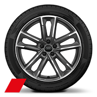 Jantes en aluminium coul&eacute; 7,5x18 &agrave; 5 branches doubles design ,style titane mat, pneus 215/40 R15