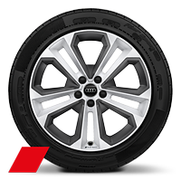 Audi Sport GmbH 19 吋 5 輻雙肋式模組設計鑄造鋁合金輪圈，白色塗裝，搭配消光白金灰飾條，搭配 235/40 R19 輪胎