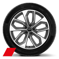 Jantes Audi Sport, style "Edge" 5 bran. doubles, Gris Titane Mat, tournées brillantes, 8,0J x 19, pneus 235/40 R19