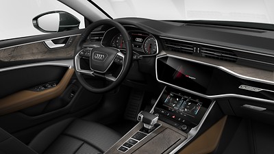 Górne i dolne elementy wnętrza pokryte skórą Audi exclusive